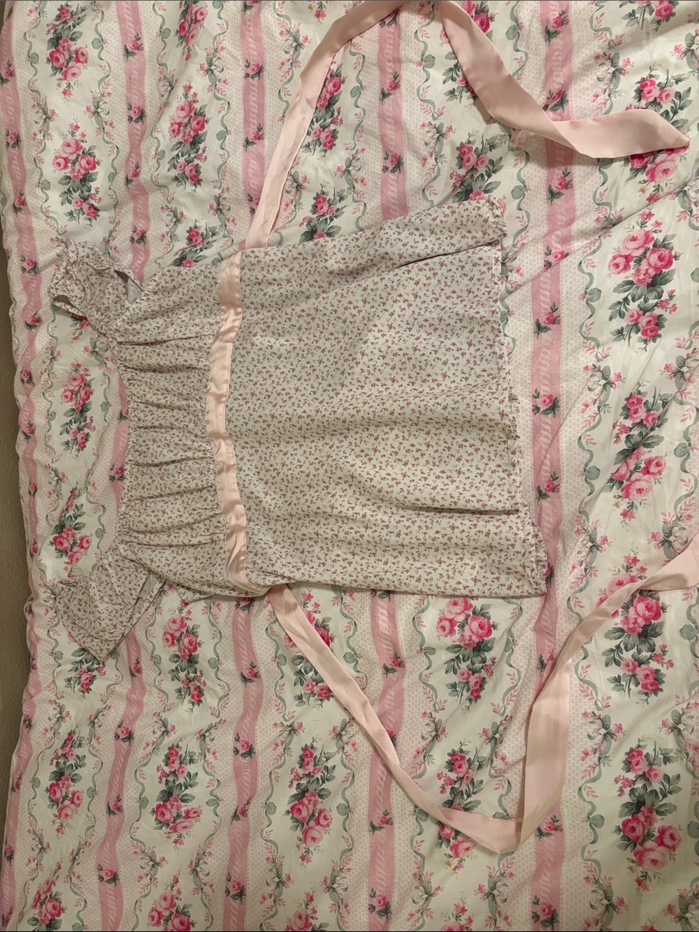 Hollister Pink Floral Smocked Top with Green Accents